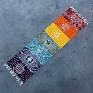 Yogateppe I 100 % Bomull - 60x200cm - 7 Chakraer