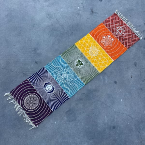 Yogateppe I 100 % Bomull - 60x200cm - 7 Chakraer