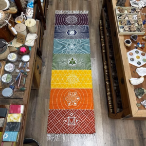 Yogateppe I 100 % Bomull - 60x200cm - 7 Chakraer