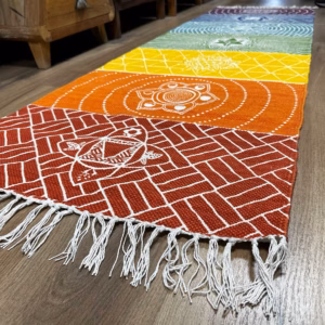 Yogateppe I 100 % Bomull - 60x200cm - 7 Chakraer