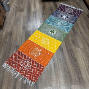 Yogateppe I 100 % Bomull - 60x200cm - 7 Chakraer