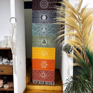 Yogateppe I 100 % Bomull - 60x200cm - 7 Chakraer