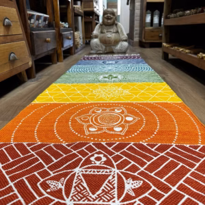 Yogateppe I 100 % Bomull - 60x200cm - 7 Chakraer