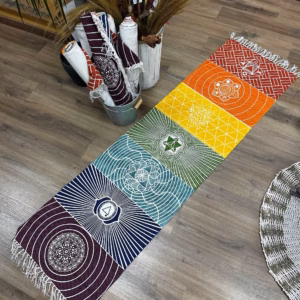 Yogateppe I 100 % Bomull - 60x200cm - 7 Chakraer