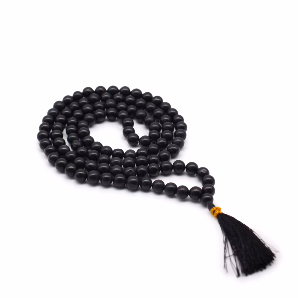 Mala med 108 Perler - Svart Agat