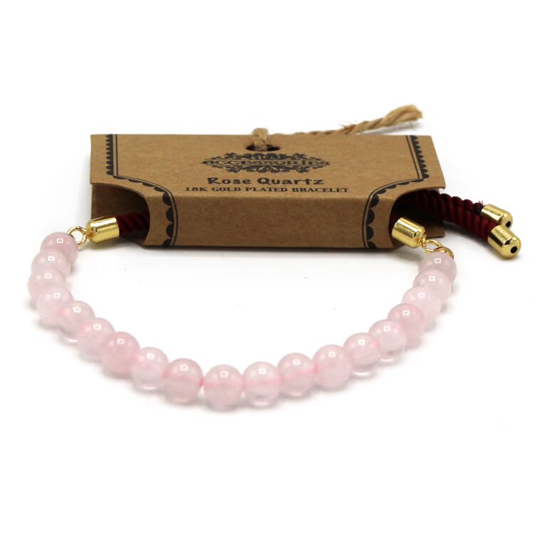 18K-Gold-Plated-Gemstone-Bordeaux-String-Bracelet-Rose-Quartz