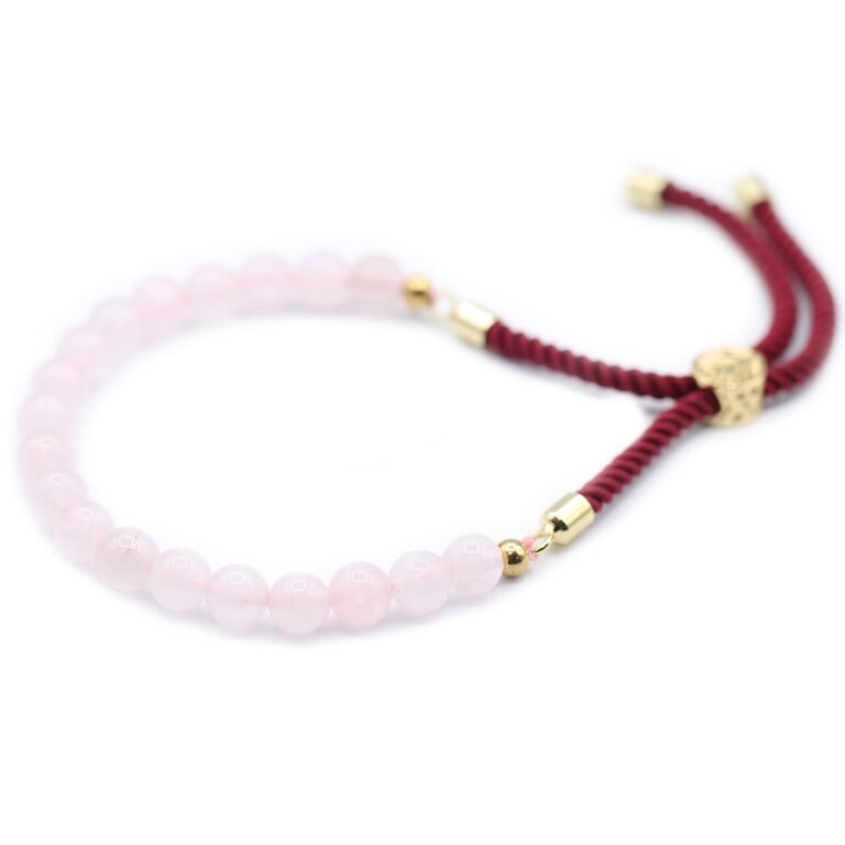 18K-Gold-Plated-Gemstone-Bordeaux-String-Bracelet-Rose-Quartz