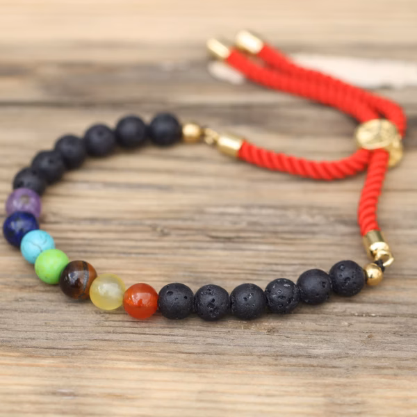 18K Gullbelagt Armbånd - Lava Stone Chakra - Bilde 2