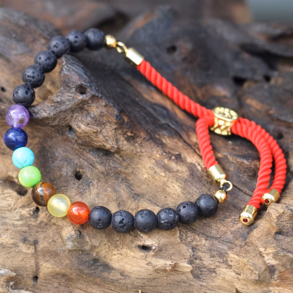 18K Gullbelagt Armbånd - Lava Stone Chakra - Bilde 3