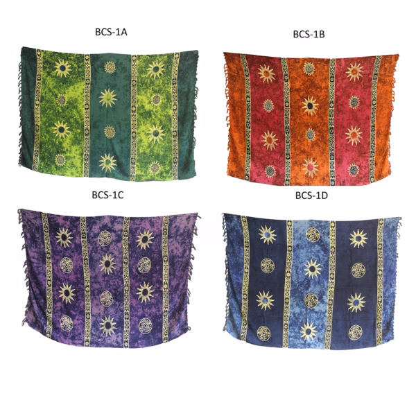 1x Bali Keltiske Saronger - Solsymboler (4 Assorterte Farger)