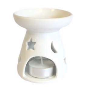 Keramiek Witte Oliebrander - Maan & Ster - Klein