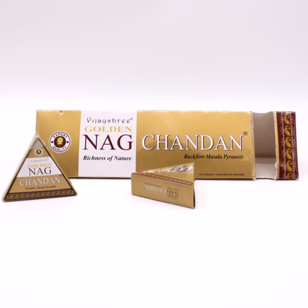 42G Jumbo Golden Nag - Chandan Back Flow Røgelseskegler - Billede 5