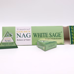 Jumbo Golden Nag - White Sage Back Flow Incense Cones - 42g