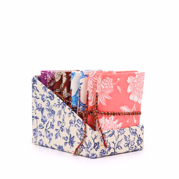 4x Notatbok med Blomstermønster I Bomullsbind 7x10 cm - Assortert - Bilde 2