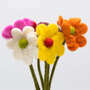6x Felt Flowers - Daisy - Assorted Colours