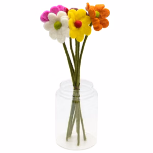 6x Filtblomster - Daisy (Assorterte Farger)