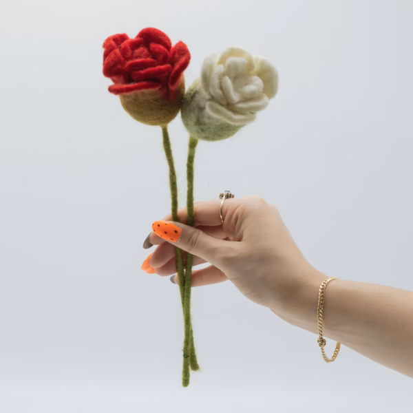6x Filtblomster - Hvite Roser - Bilde 4