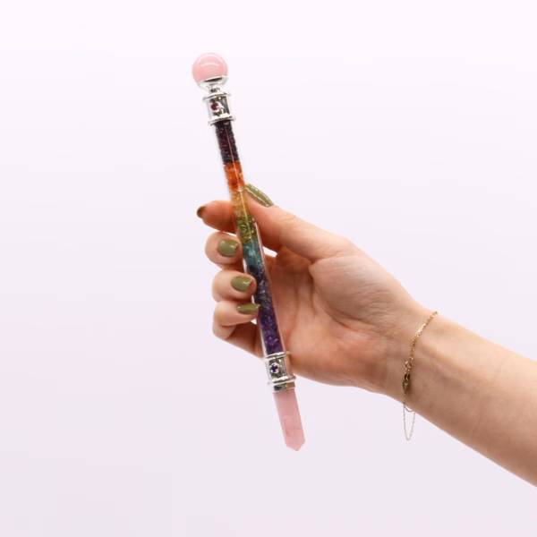 7 Chakra Crystal Healing Wand - Rosenkvarts - Bilde 2