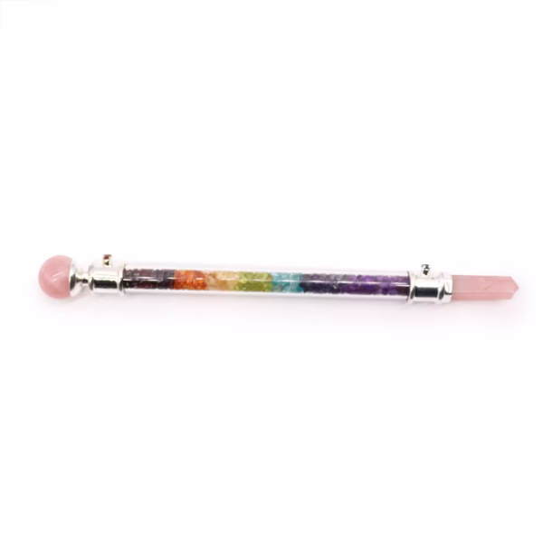 7 Chakra Crystal Healing Wand - Rosenkvarts