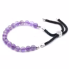 925 Silver Plated Gemstone Black String Bracelet - Amethyst