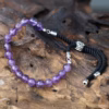 925 Silver Plated Gemstone Black String Bracelet - Amethyst - Image 3