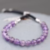 925 Silver Plated Gemstone Black String Bracelet - Amethyst - Image 4