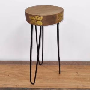 Växtställ i Albasiaträ - Naturlig & Gulddetaljer