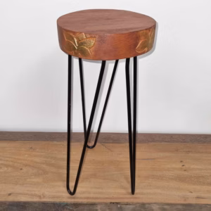 Albasia Wood Plant Stand - Terrakotta og Sorte Detaljer