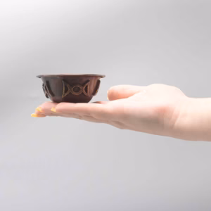 Antik kopparskål med Trippel Måne 8x4cm