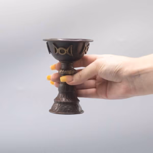 Ritualbæger i Antik Kobber med Tredobbelt Måne 8x13cm