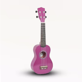 Håndlaget Ukulele - Bright Pink Finish (4 Strenger)