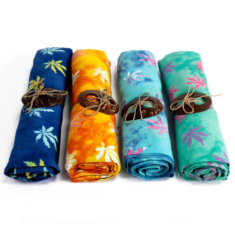 Bali-Block-Print-Sarong-Tropical-Leaves-4-Assorted-Colours