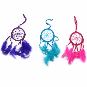 Bali Drømmefanger - Rund - Turkis/Rosa/Purp Liten