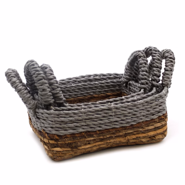 Firkantet Kurv med Bananblad Og Abu-Abu-Raffia - Sett med 3 Stk. - Bilde 2