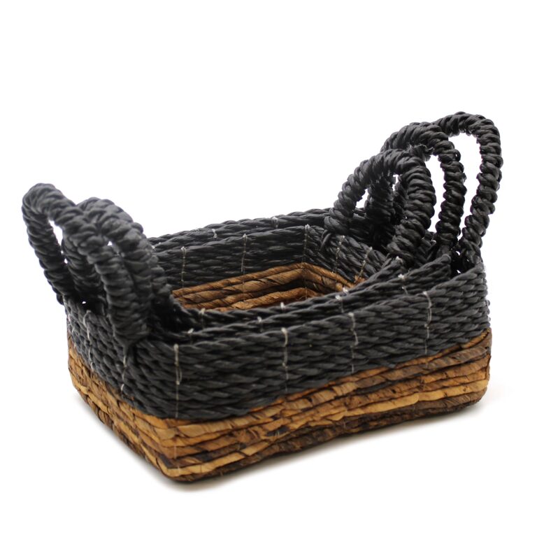 Banana-Leaf-Hitam-Raffia-Square-Basket-Set-of-3
