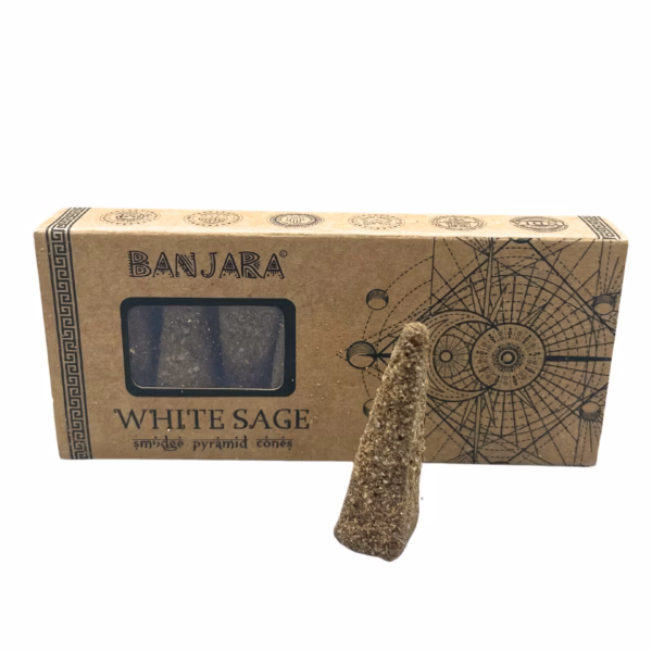 Banjara Smudge Pyramid Røkelseskjegler - Hvit Salvie - Bilde 2