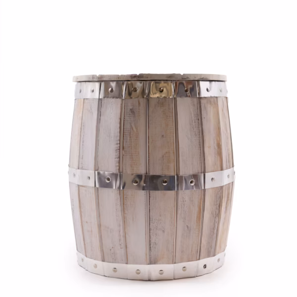 Beer Barrel Stool - Hvitkalket