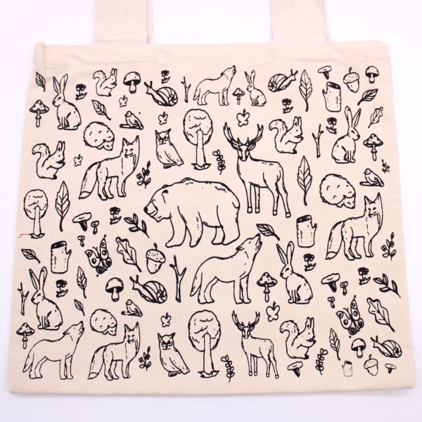 Bolsa De Algodón - 38X42Cm - Vida En El Bosque - Imagen 2