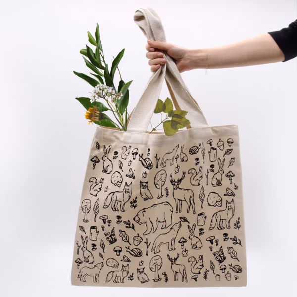 Bolsa De Algodón - 38X42Cm - Vida En El Bosque - Imagen 4