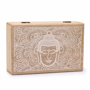 Rektangulær Eske / Boks 21,5x14x6,3 cm - Buddha Face Whitewash Stor