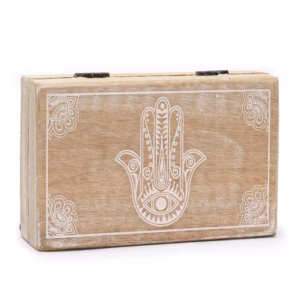 Rektangulær Eske / Boks 21,5x14x6,3 cm - Hamsa Whitewash Stor