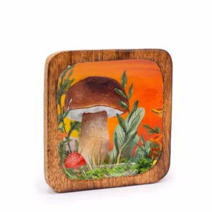 Stort Firkantet Nipsskrin 15x15x2,5 cm - Mushroom Design Maroon