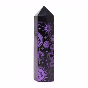 Puntas de Obsidiana Negra (Aprox. 60 - 70 Gm 9cm) - Violeta