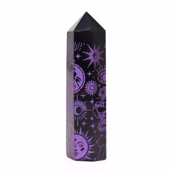 Svart Obsidian Spiss (Ca. 60-70 G 9 cm) - Mystic Story - Deep Purple - Bilde 2