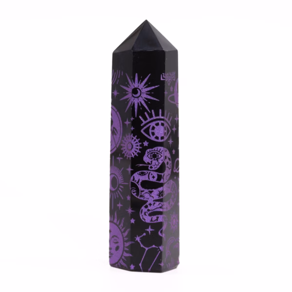 Svart Obsidian Spiss (Ca. 60-70 G 9 cm) - Mystic Story - Deep Purple - Bilde 3