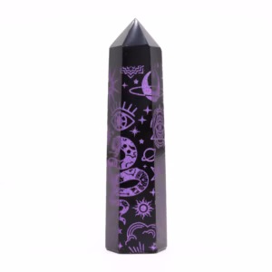 Puntas de Obsidiana Negra (Aprox. 60 - 70 Gm 9cm) - Violeta
