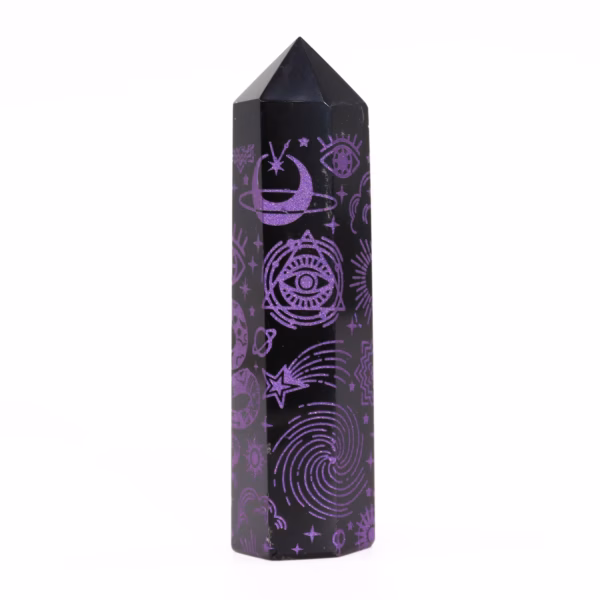 Svart Obsidian Spiss (Ca. 60-70 G 9 cm) - Mystic Story - Deep Purple - Bilde 5