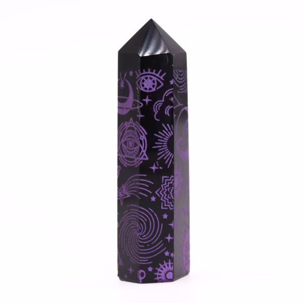 Svart Obsidian Spiss (Ca. 60-70 G 9 cm) - Mystic Story - Deep Purple - Bilde 6