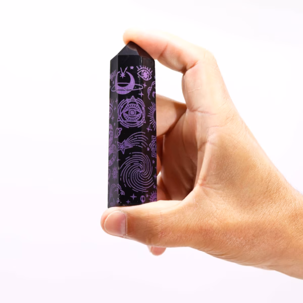 Svart Obsidian Spiss (Ca. 60-70 G 9 cm) - Mystic Story - Deep Purple - Bilde 7