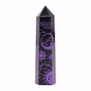 Puntas de Obsidiana Negra (Aprox. 60 - 70 Gm 9cm) - Violeta